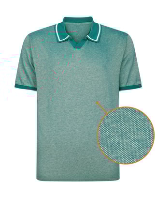 Bigdude Two Tone Tipped Revere Polo Shirt Green/Light Grey